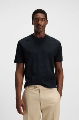 Mercerised-cotton T-shirt with Double B monograms, Dark Blue