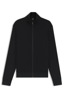 Zip-up sweatshirt in mercerised stretch-cotton piqué 1