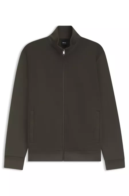 Zip-up sweatshirt in mercerised stretch cotton