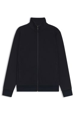 Zip-up sweatshirt in mercerised stretch-cotton piqué