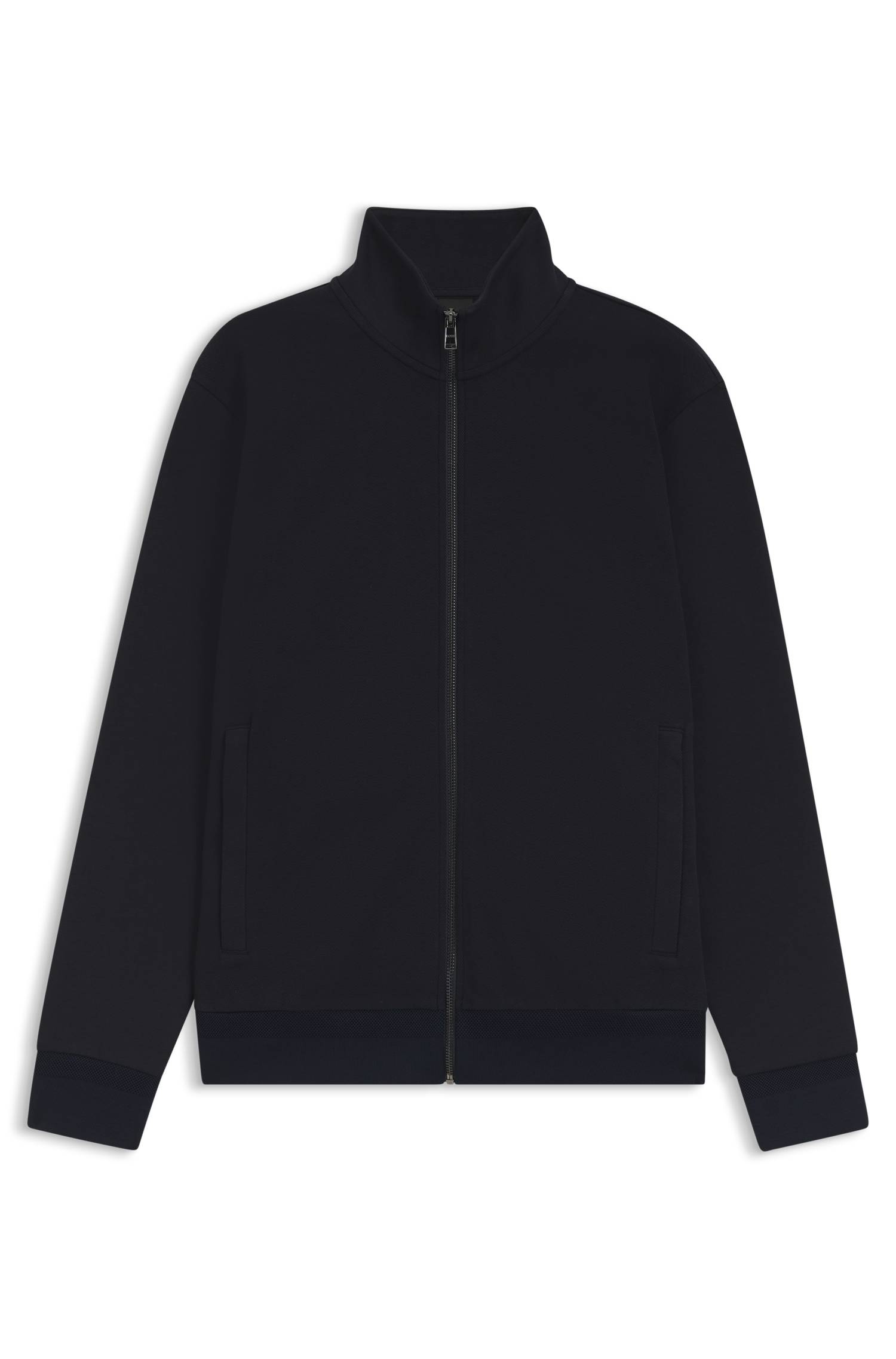 Boss Zip-up sweatshirt in mercerised stretch-cotton piqué herr – bild 4