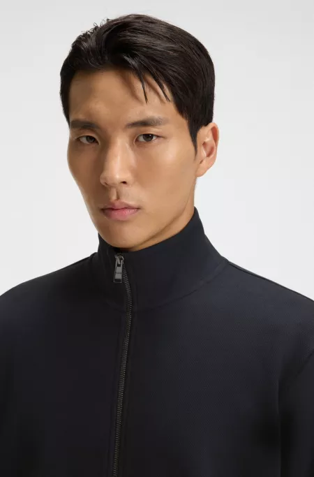 Zip-up sweatshirt in mercerised stretch cotton