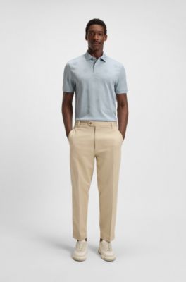 Mercerised-cotton polo shirt with Double B monograms, Light Blue