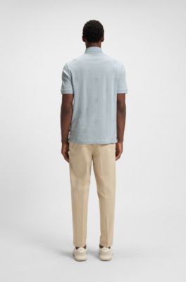 Mercerised-cotton polo shirt with Double B monograms, Light Blue