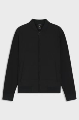 Sweatjacke mit Rei&szlig;verschluss und gepolsterter Vorderseite, Schwarz