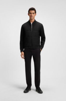 Sweatjacke mit Rei&szlig;verschluss und gepolsterter Vorderseite, Schwarz