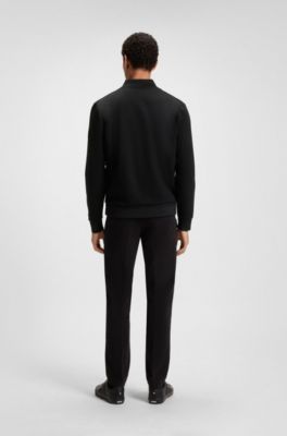 Sweatshirt met rits en gewatteerde voorkant, Zwart