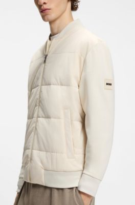 Zip-up sweatshirt with padded front, Natural