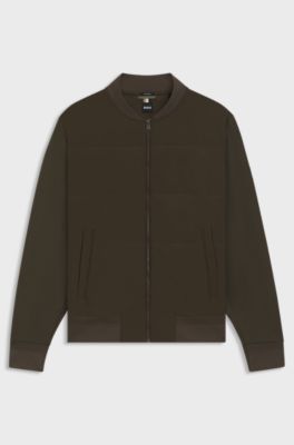 Sweatjacke mit Rei&szlig;verschluss und gepolsterter Vorderseite, Dunkelgr&uuml;n