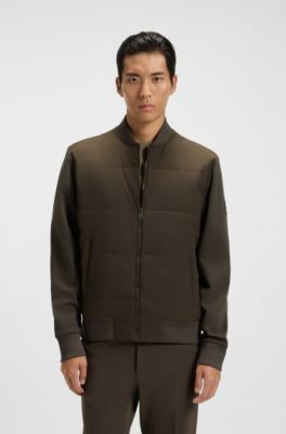 Zip-up sweatshirt with padded front, Dark Green