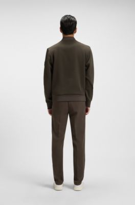 Sweatjacke mit Rei&szlig;verschluss und gepolsterter Vorderseite, Dunkelgr&uuml;n