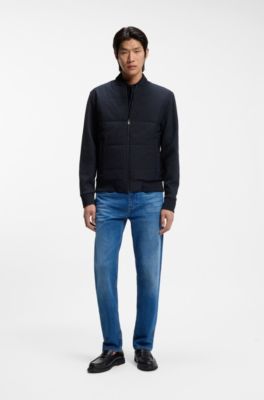 Zip-up sweatshirt with padded front, Dark Blue