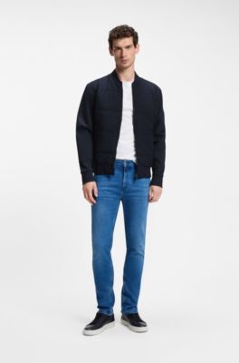 Zip-up sweatshirt with padded front, Dark Blue