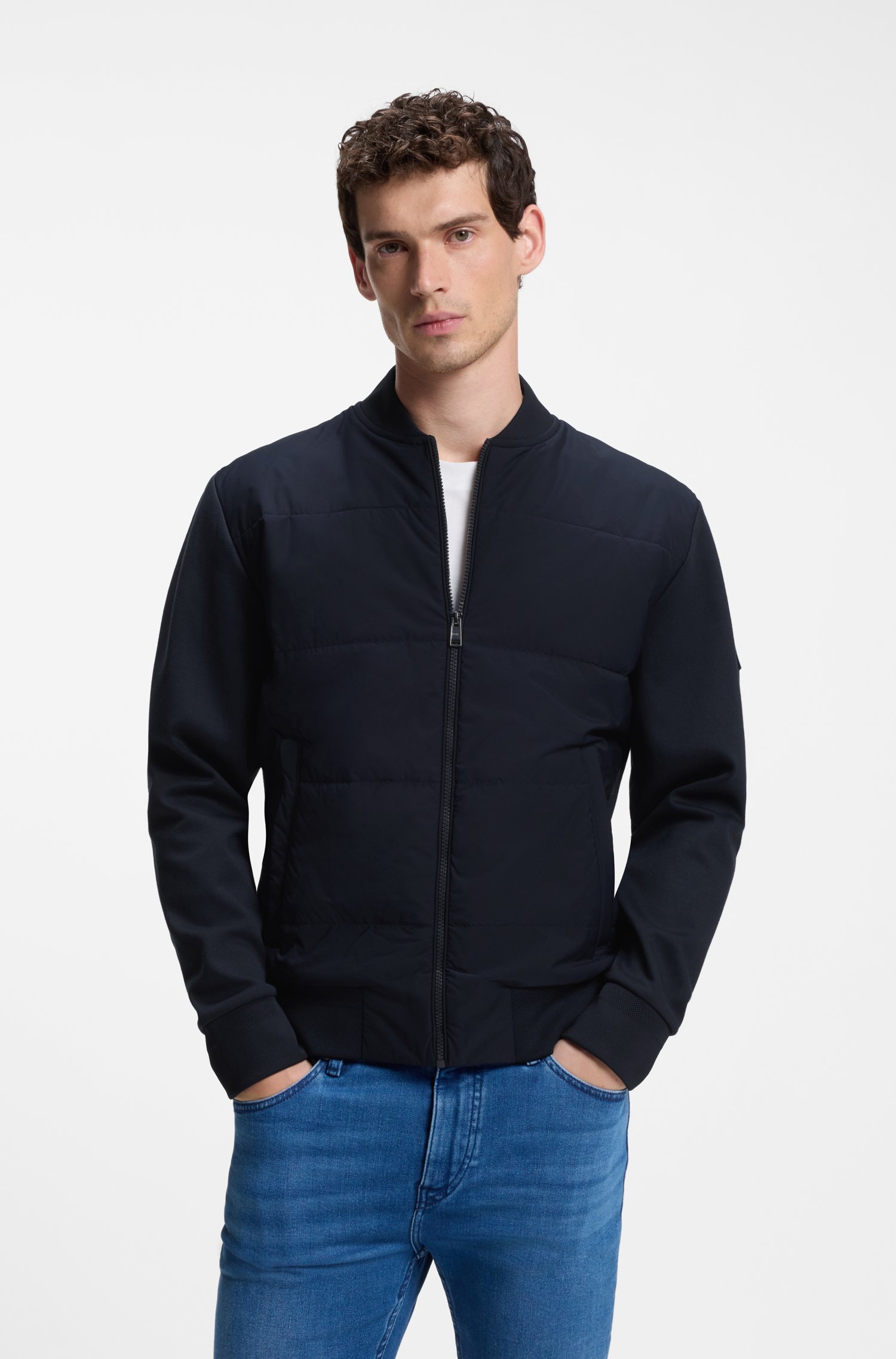 Boss Zip-up sweatshirt with padded front herr