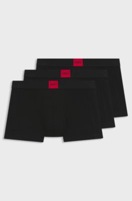 Three-pack of trunks in stretch cotton, Black