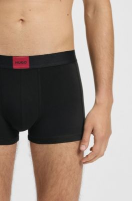Three-pack of trunks in stretch cotton, Black