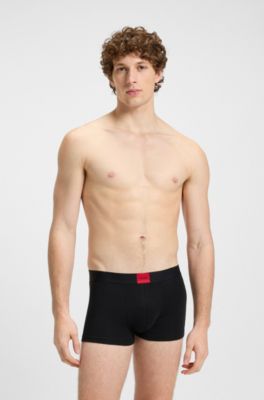 Three-pack of trunks in stretch cotton, Beige / Green / Black