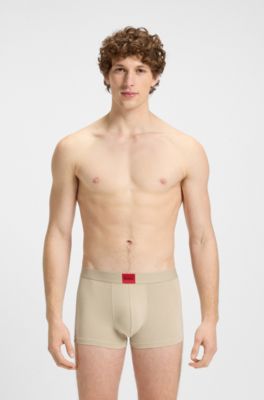 Set van drie korte boxers van stretchkatoen, Beige / Groen / Zwart