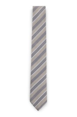 Silk tie with diagonal stripes, White Patterned