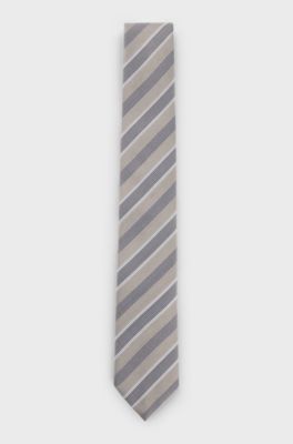 Silk tie with diagonal stripes, White Patterned