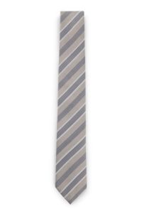 Silk tie with diagonal stripes, White