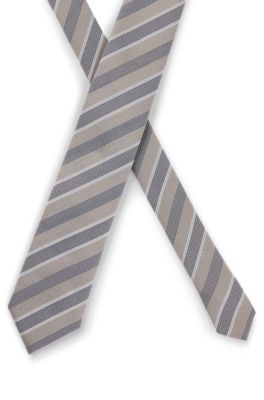 Silk tie with diagonal stripes, White Patterned