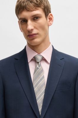 Silk tie with diagonal stripes, White Patterned