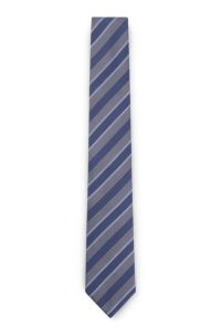 Silk tie with diagonal stripes, Blue