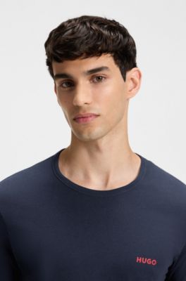 T-shirt con scollo rotondo in cotone in confezione da tre, Bianco / Blu