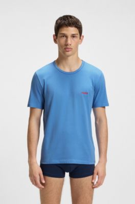 Three-pack of round-neck cotton T-shirts, Blue / Grey