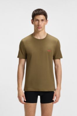 Assorted three-pack cotton T-Shirts with logo print, Beige / Brown / Black