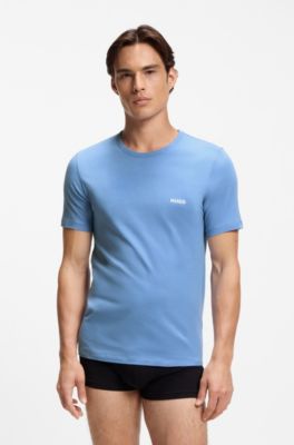 Three-pack cotton T-shirts, Black / White / Blue
