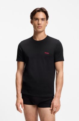Three-pack cotton T-shirts, Black / White / Blue
