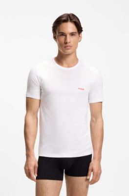 Assorted three-pack cotton T-Shirts with logo print, White / Beige