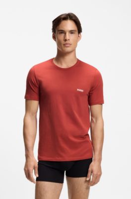 Assorted three-pack cotton T-Shirts with logo print, White / Beige