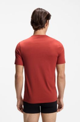 Assorted three-pack cotton T-Shirts with logo print, White / Beige