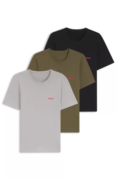 Assorted three-pack cotton T-Shirts with logo print