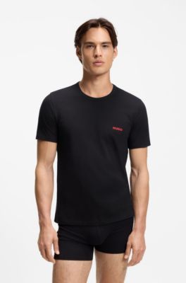 Assorted three-pack cotton T-Shirts with logo print, Black / Grey / Green