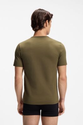 Assorted three-pack cotton T-Shirts with logo print, Black / Grey / Green