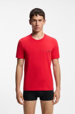 Three-pack of logo-print underwear T-shirts in cotton, Black / Grey / Red