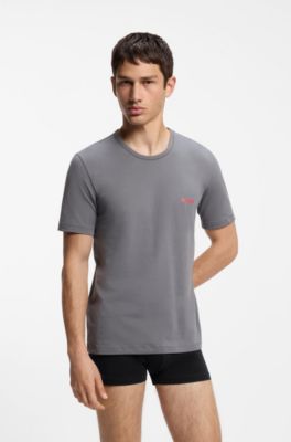 Three-pack of logo-print underwear T-shirts in cotton, Black / Grey / Red