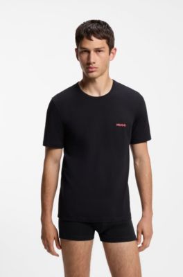 Three-pack of logo-print underwear T-shirts in cotton, Black / Grey / Red