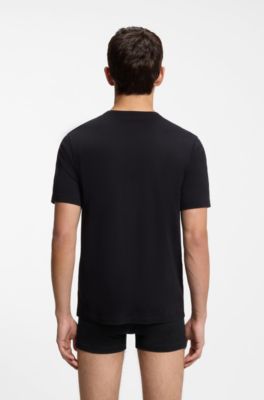 Three-pack of logo-print underwear T-shirts in cotton, Black / Grey / Red