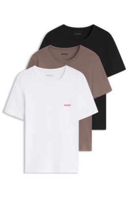 Three-pack of logo-print underwear T-shirts in cotton, Patterned