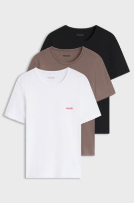 Three-pack of logo-print underwear T-shirts in cotton, Patterned