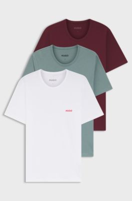 Assorted three-pack cotton T-Shirts with logo print, Blue / Red / White