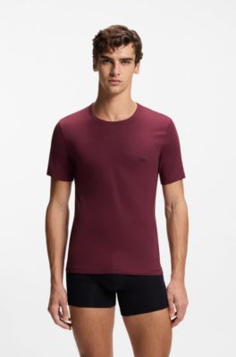 Three-pack of logo-print underwear T-shirts in cotton, Blue / Red / White