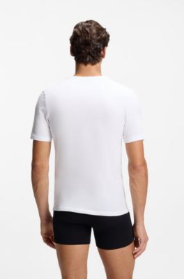 T-shirt con scollo rotondo in cotone in confezione da tre, Blu /Rosso / Bianco