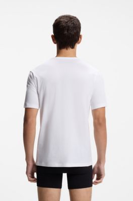 Three-pack cotton T-shirts, White / Blue / Grey
