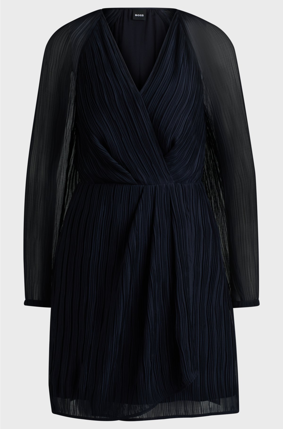 Wrap-front dress with drape details, Dark Blue